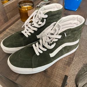 High top vans green suede